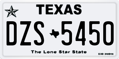 TX license plate DZS5450
