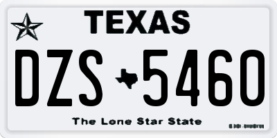 TX license plate DZS5460
