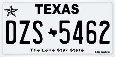 TX license plate DZS5462