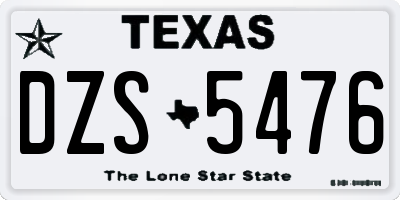 TX license plate DZS5476