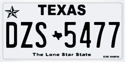 TX license plate DZS5477