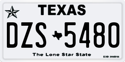 TX license plate DZS5480