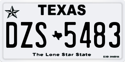 TX license plate DZS5483