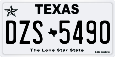 TX license plate DZS5490