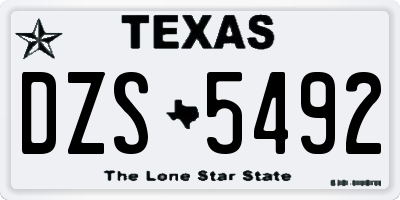 TX license plate DZS5492