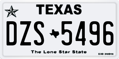 TX license plate DZS5496