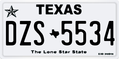 TX license plate DZS5534