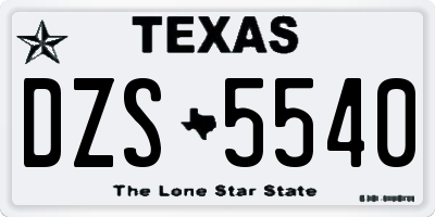 TX license plate DZS5540