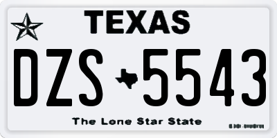 TX license plate DZS5543