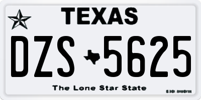 TX license plate DZS5625