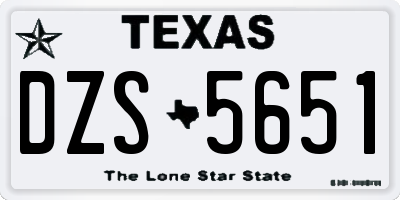 TX license plate DZS5651