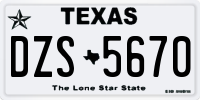 TX license plate DZS5670