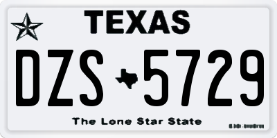 TX license plate DZS5729