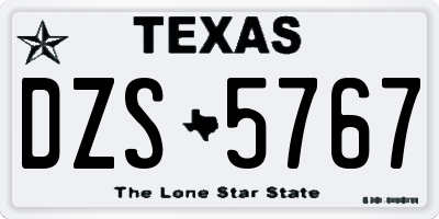 TX license plate DZS5767