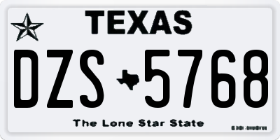 TX license plate DZS5768