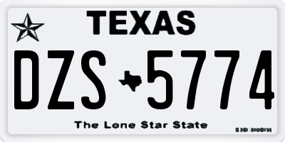 TX license plate DZS5774