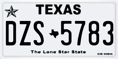 TX license plate DZS5783