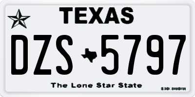 TX license plate DZS5797