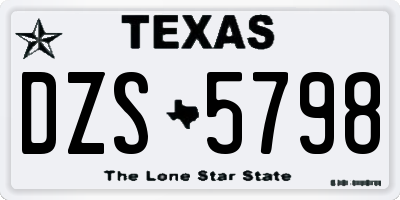 TX license plate DZS5798