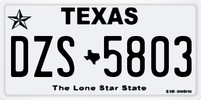 TX license plate DZS5803