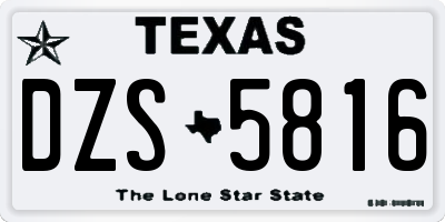 TX license plate DZS5816