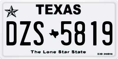 TX license plate DZS5819