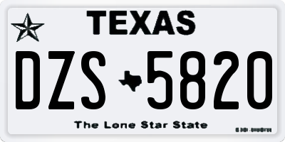 TX license plate DZS5820