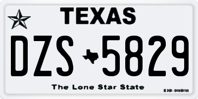 TX license plate DZS5829