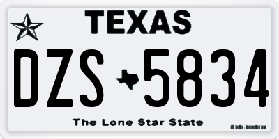 TX license plate DZS5834