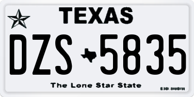 TX license plate DZS5835