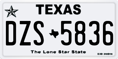 TX license plate DZS5836