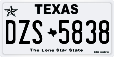 TX license plate DZS5838