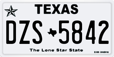 TX license plate DZS5842