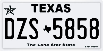 TX license plate DZS5858