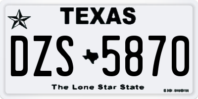 TX license plate DZS5870