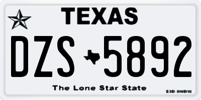 TX license plate DZS5892