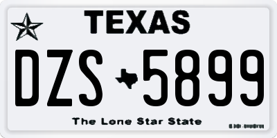 TX license plate DZS5899