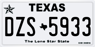 TX license plate DZS5933