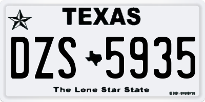 TX license plate DZS5935