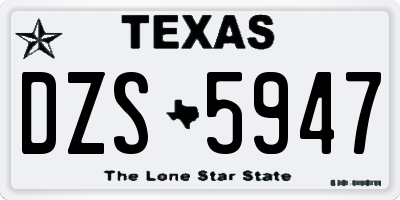 TX license plate DZS5947