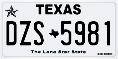 TX license plate DZS5981