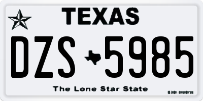 TX license plate DZS5985