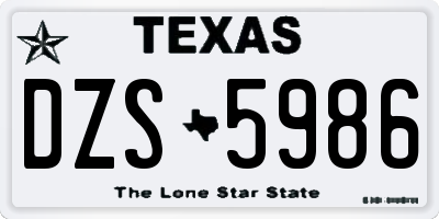 TX license plate DZS5986