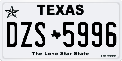 TX license plate DZS5996