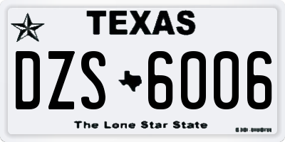 TX license plate DZS6006