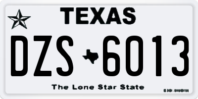 TX license plate DZS6013