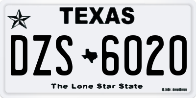 TX license plate DZS6020