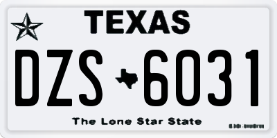 TX license plate DZS6031