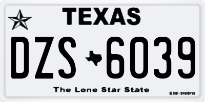 TX license plate DZS6039