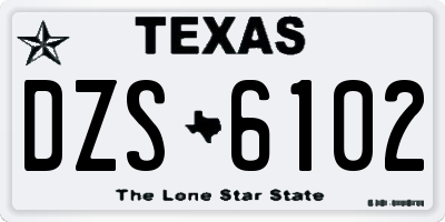 TX license plate DZS6102